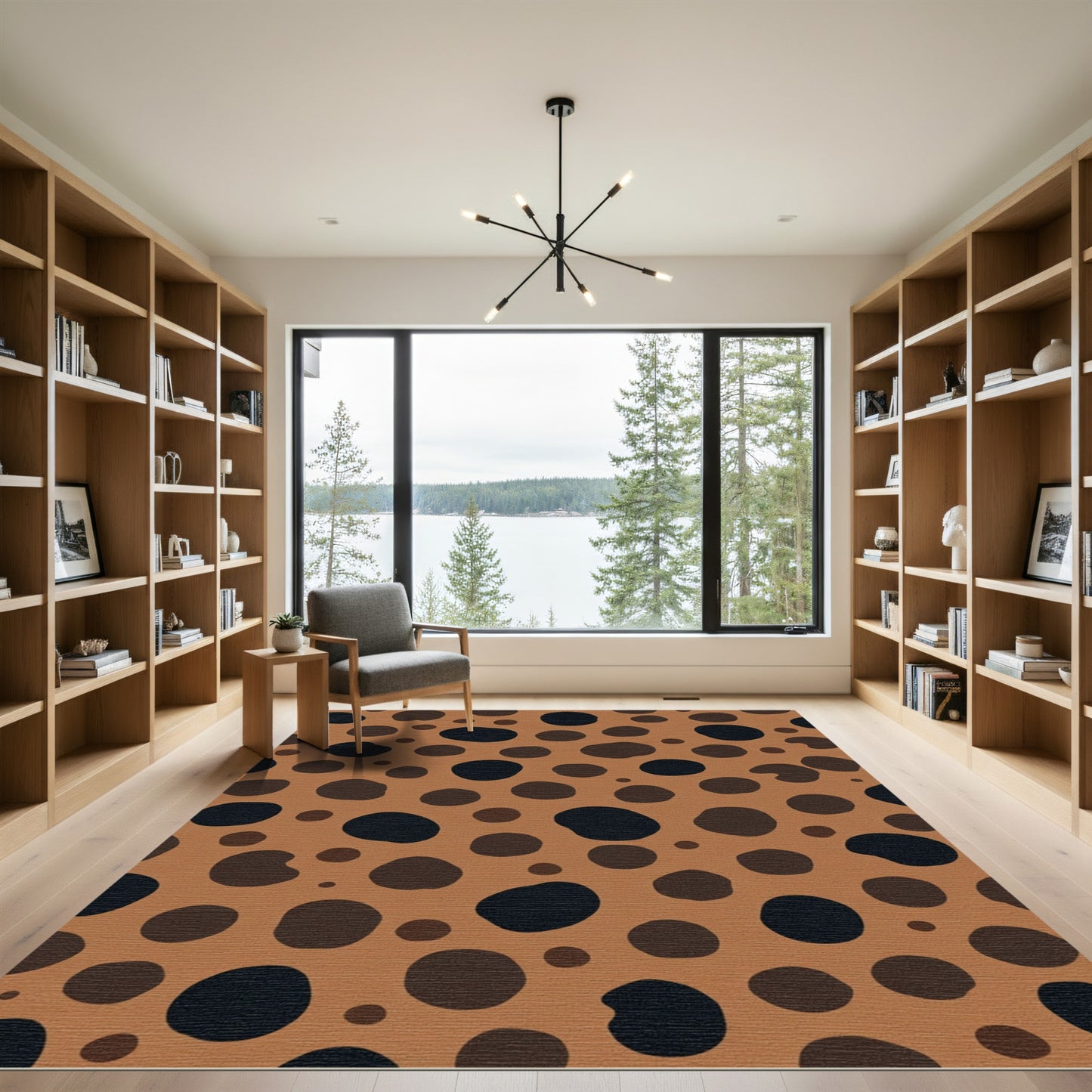 Brown Black Spotted Organic Shapes Rug
