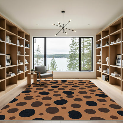 Brown Black Spotted Organic Shapes Rug