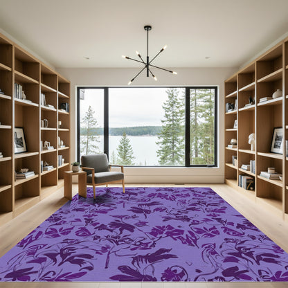 Violet Orchid Botanical Swirls Rug