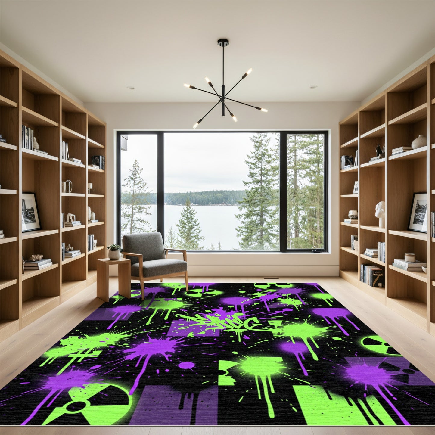 Neon Radioactive Splatter Graffiti Art Rug