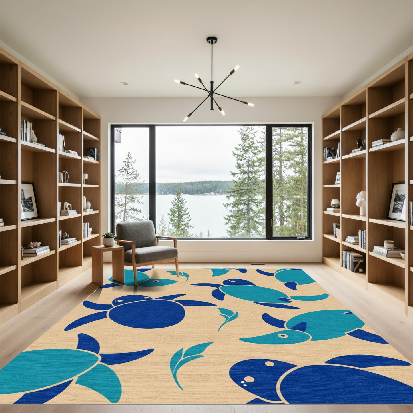 Coastal Blue Turtle Aquatic Voyage Rug