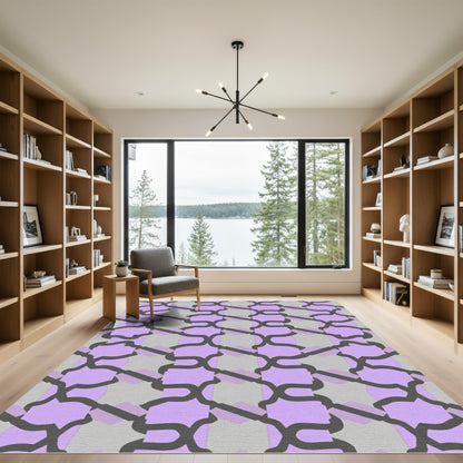 Pastel Lavender Gray Lattice Pattern Rug