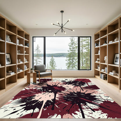 Crimson Burgundy Splatter Explosions Rug