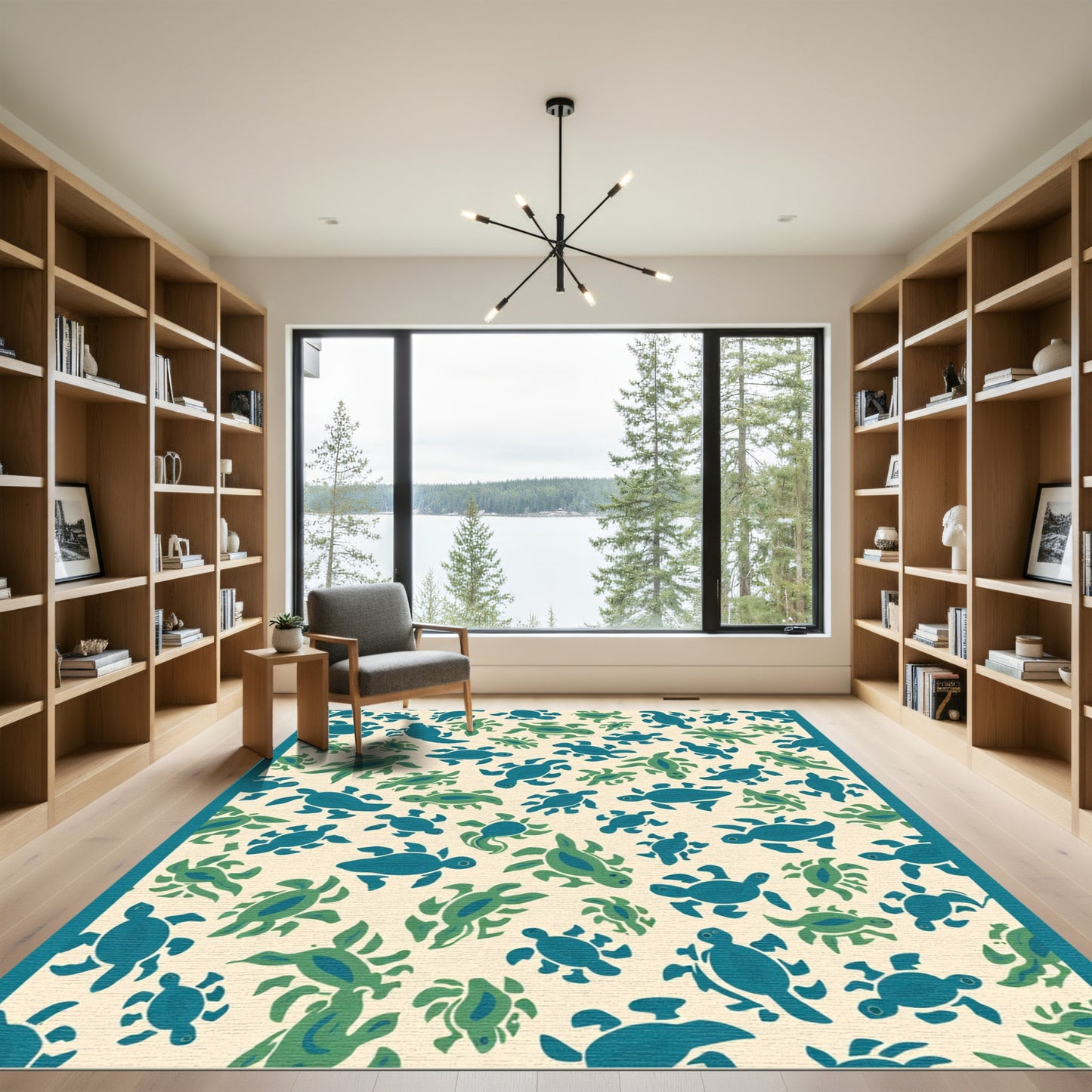 Ecru Turtle Shell Repeating pattern Rug