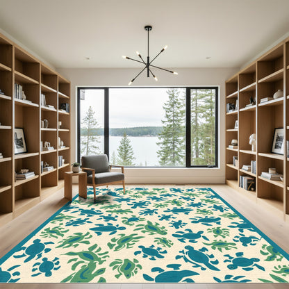 Ecru Turtle Shell Repeating pattern Rug