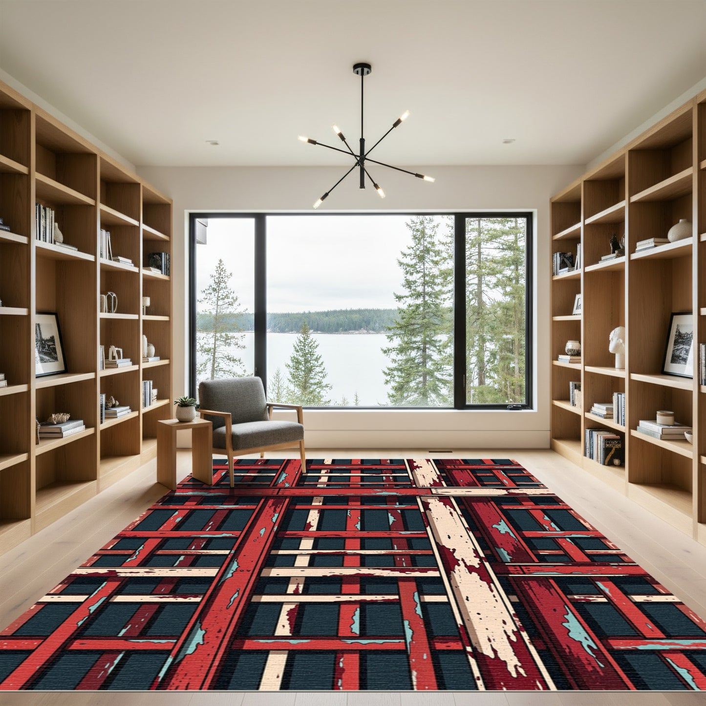 Weathered Red Wood Lattice Rug