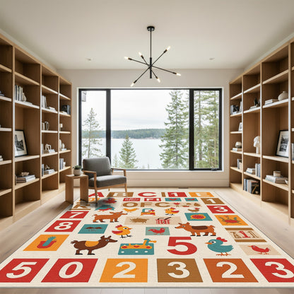 Farming Animals Alphabet Letters Barnyard Collage Rug