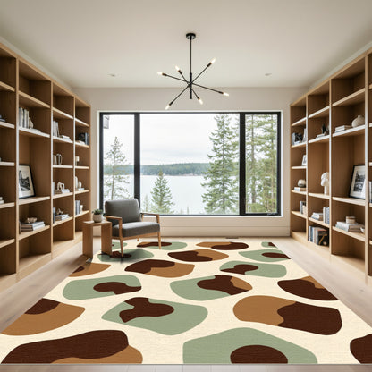 Earthy Abstract Blob Pattern Rug
