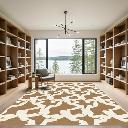 Brown Cream Organic Shape Rug