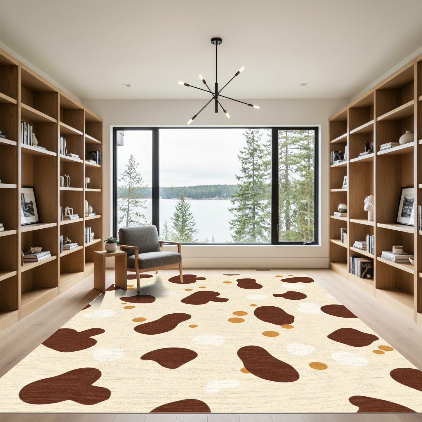 Cream Brown Spots Whimsical Mix Rug