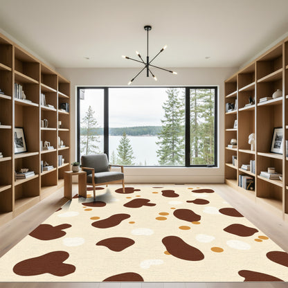 Cream Brown Spots Whimsical Mix Rug