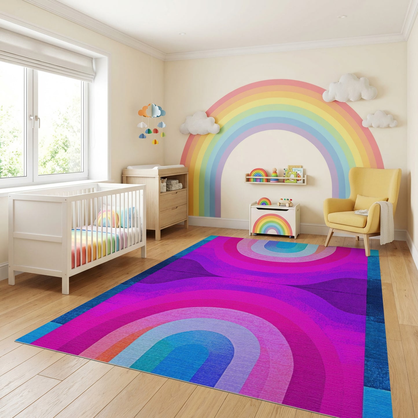 Vibrant Retro Concentric Arches Rug