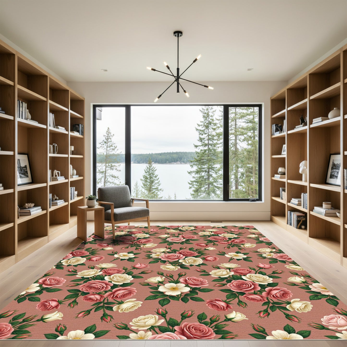 Classic Rose Garden Floral Arrangement Rug