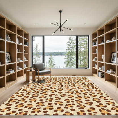 Brown Leopard Spots Cream Background Rug