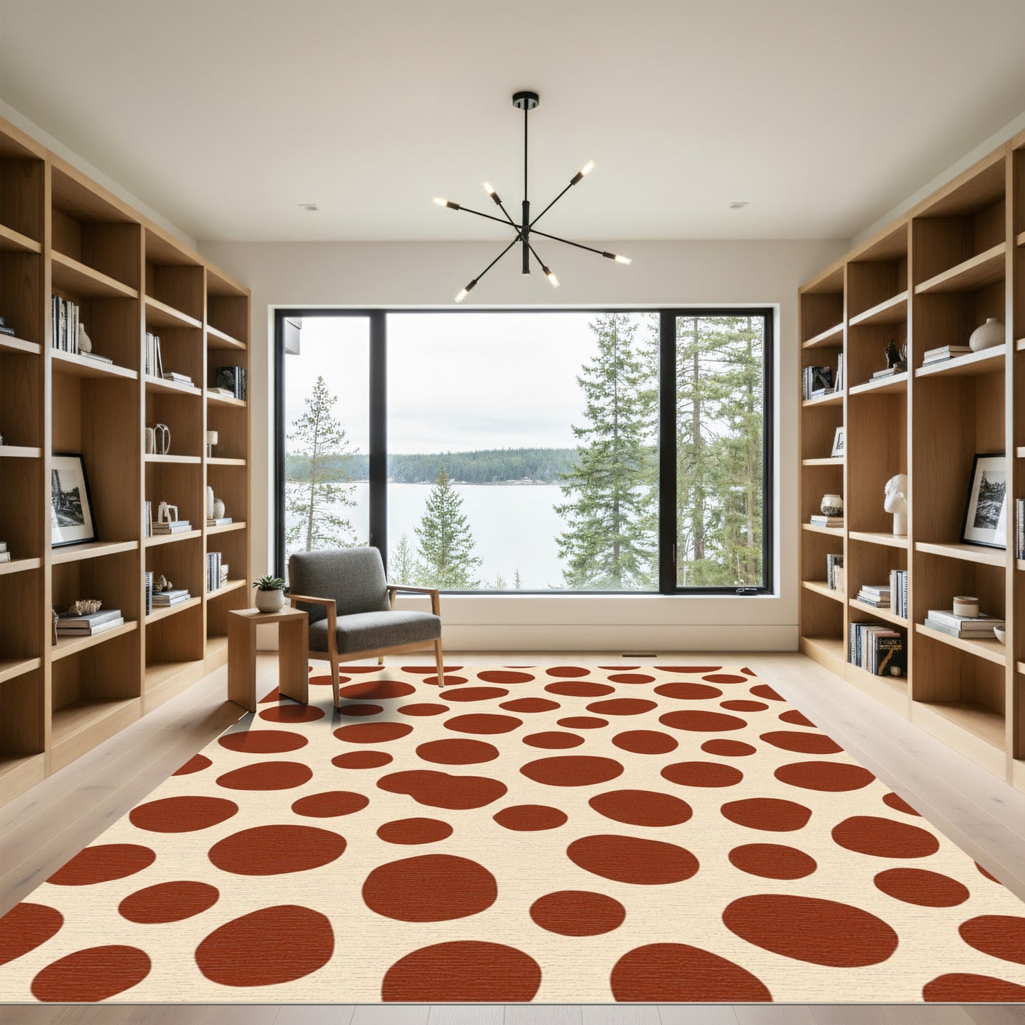 Cream Brown Spotted Organic Blob Rug