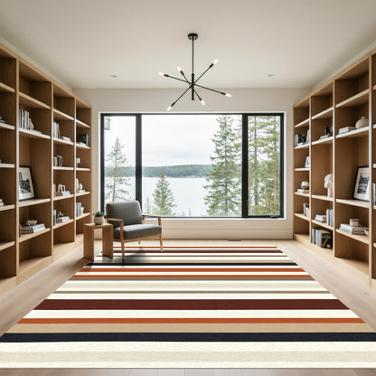 Rustic Earth Tones Wide Stripe Rug