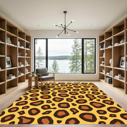 Bold Yellow Brown Leopard Spots Rug