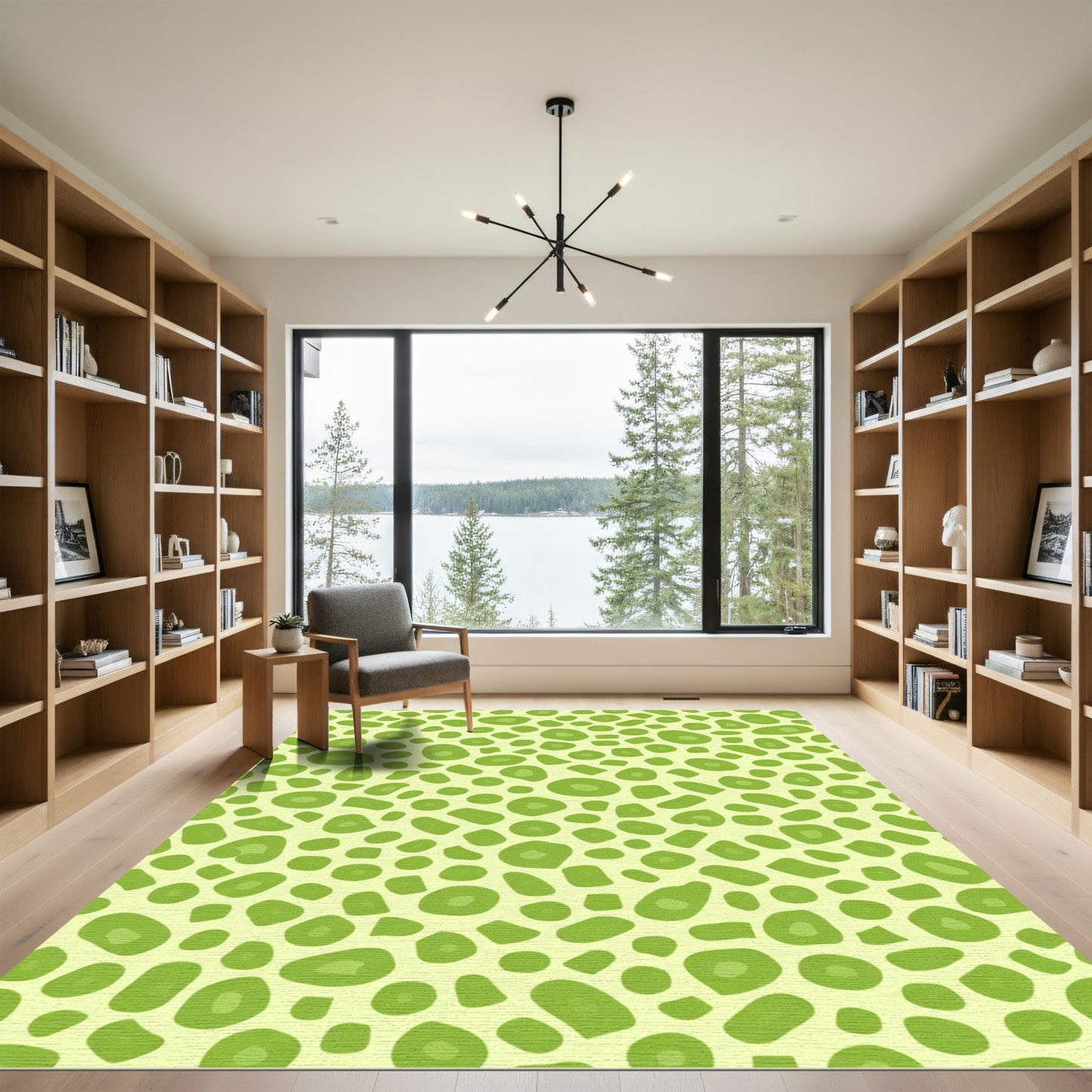 Lime Green Abstract Organic Shapes Rug