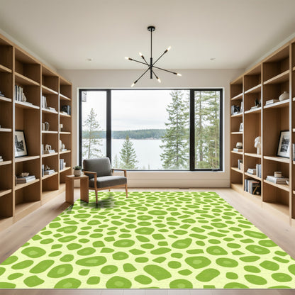 Lime Green Abstract Organic Shapes Rug