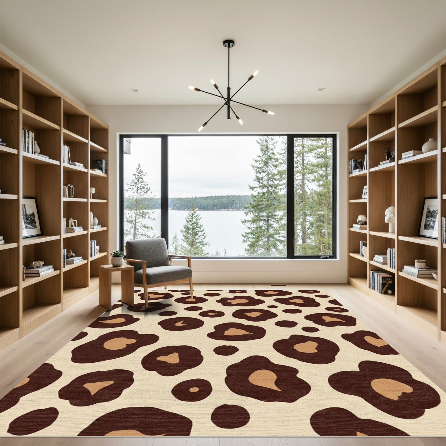 Beige Brown Leopard Spots Rug