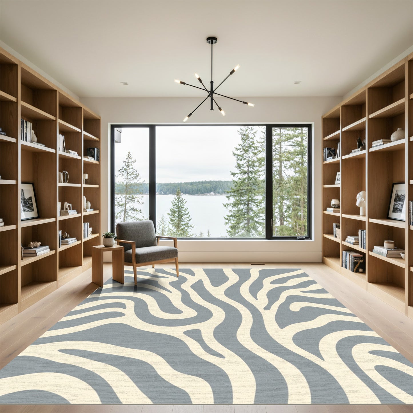 Gray Cream Abstract Animal Stripes Rug