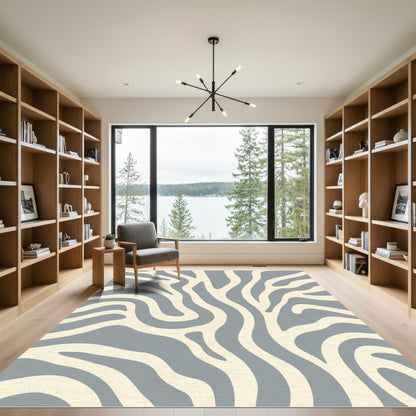 Gray Cream Abstract Animal Stripes Rug