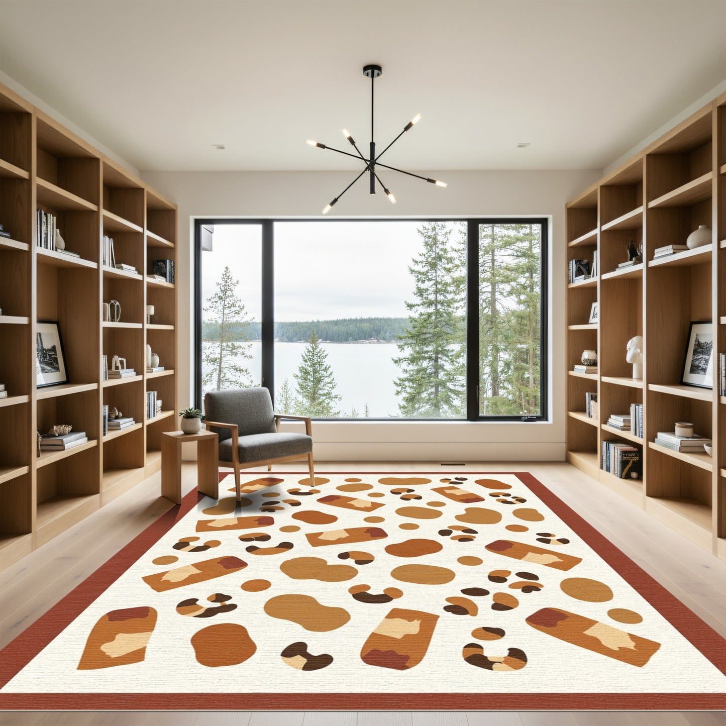 Earthy Brown Leopard Spots Composition Rug