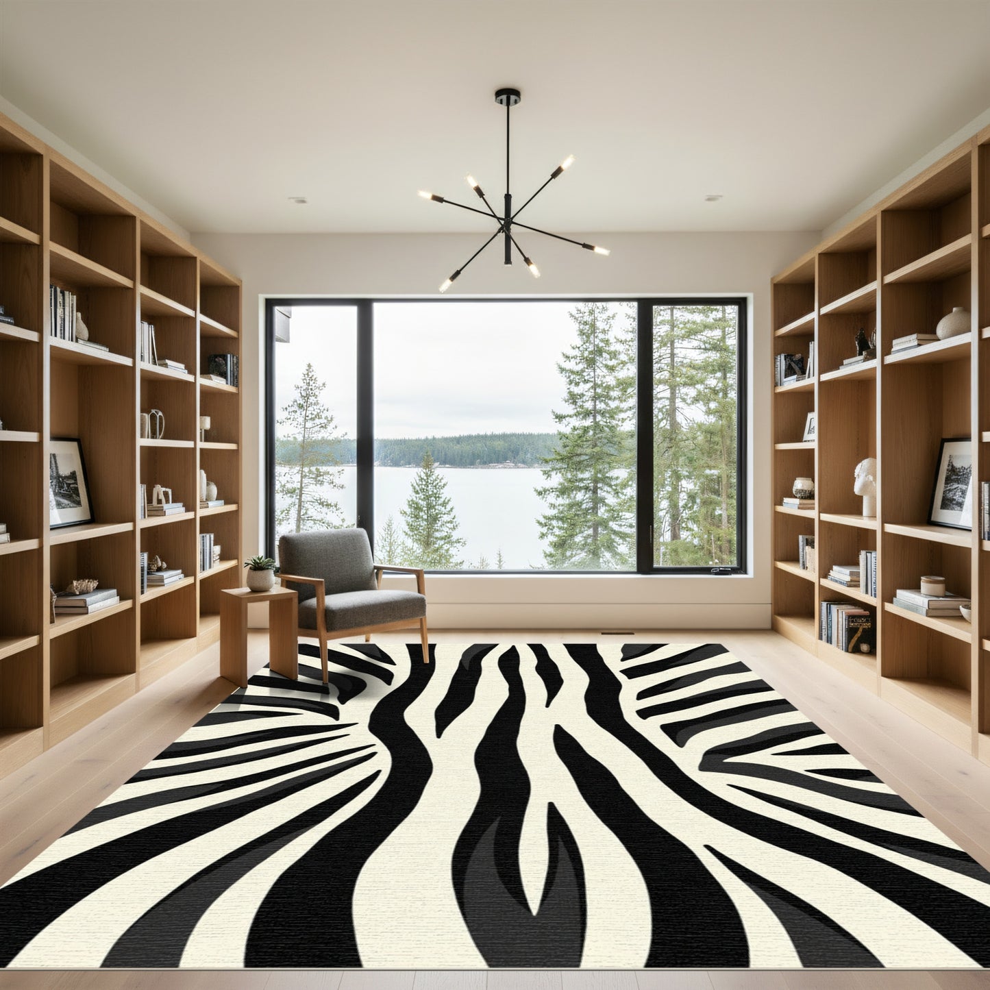 Bold Black Cream Zebra Stripes Rug