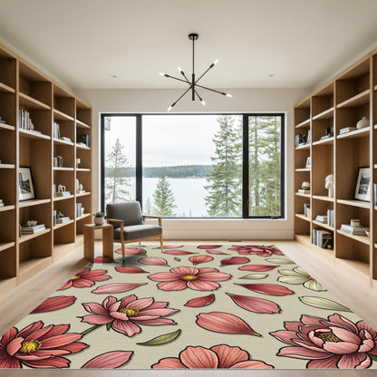 Pink Floral Arrangement Petal Scatter Rug