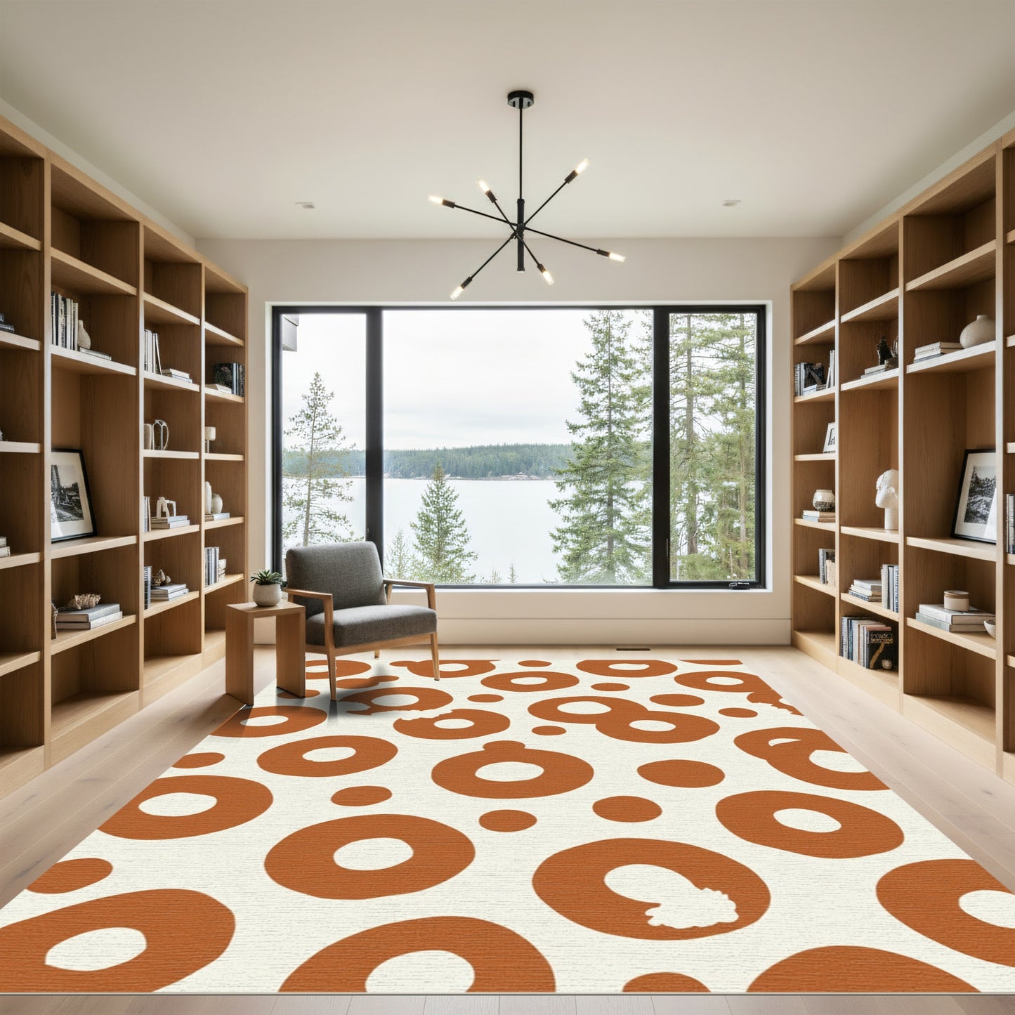 Terracotta Circles Organic Abstract Rug