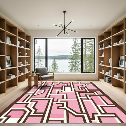 Hot Pink Geometric Lattice Rug