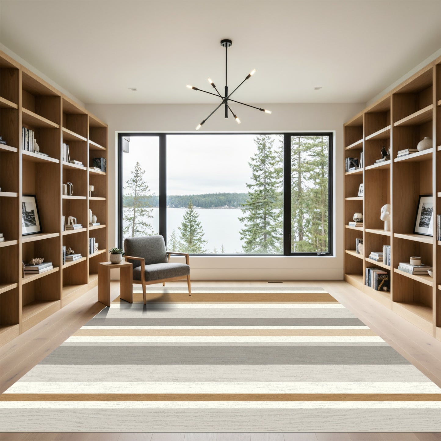 Natural Hue Contemporary Linear Rug