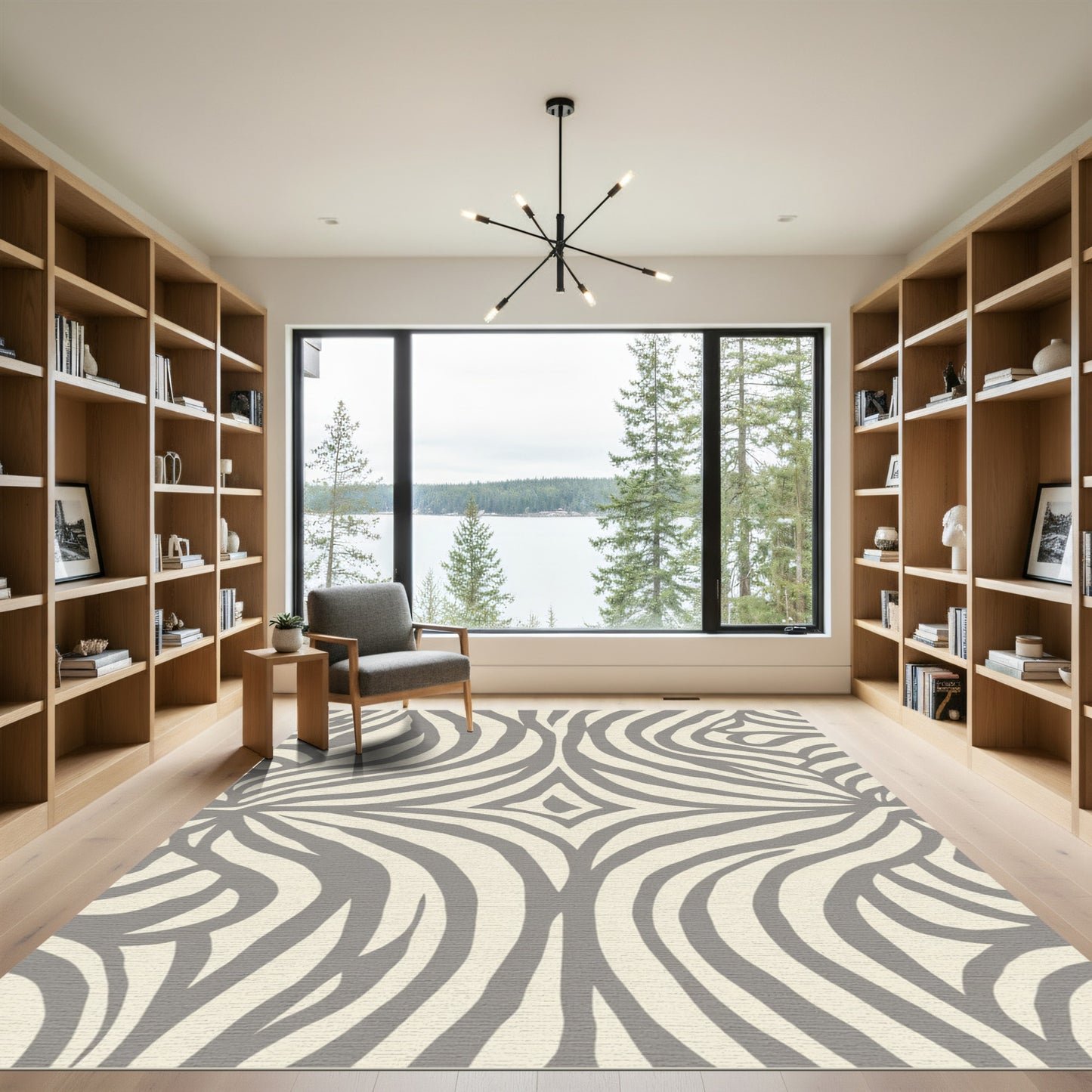 Modern Gray Cream Animal Print Rug