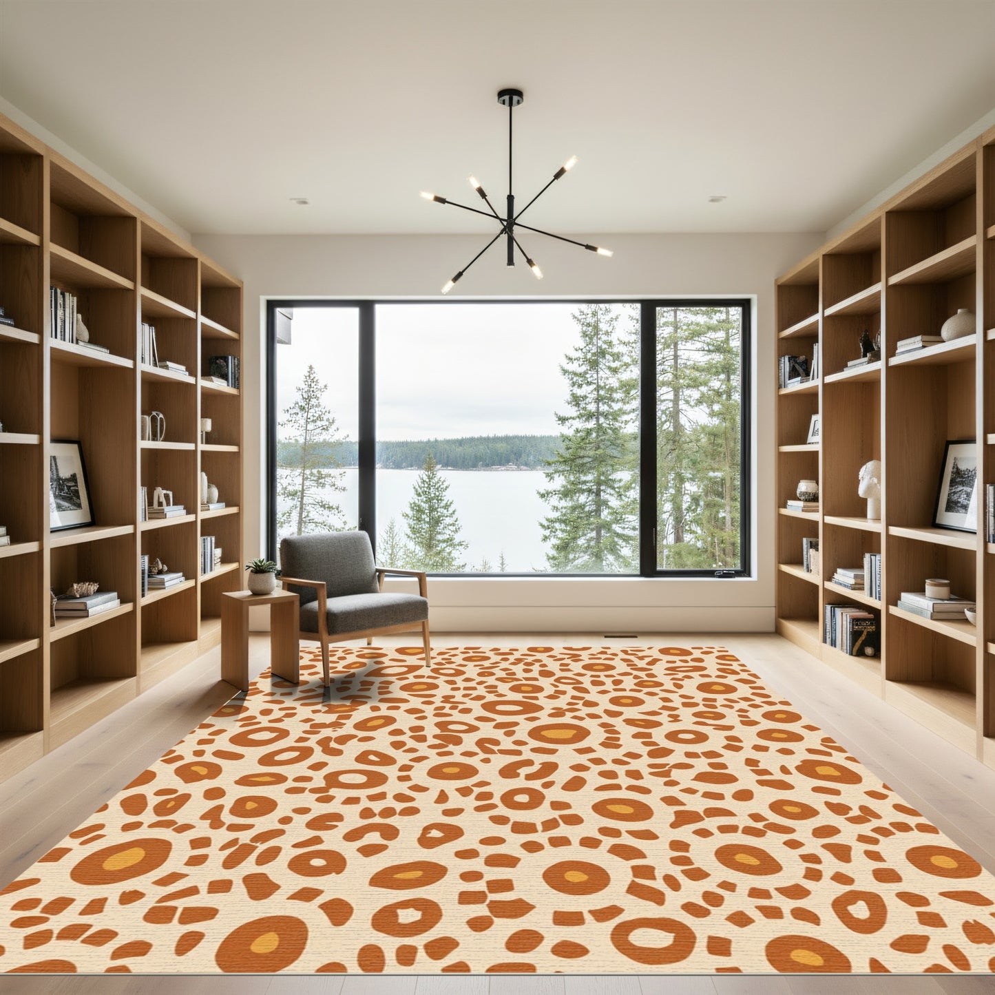 Warm Sandy Circles Sunburst Rug