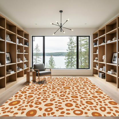 Warm Sandy Circles Sunburst Rug