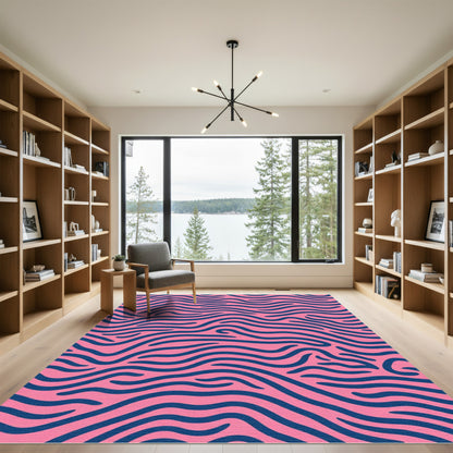 Pink Navy Wavy Stripes Rug