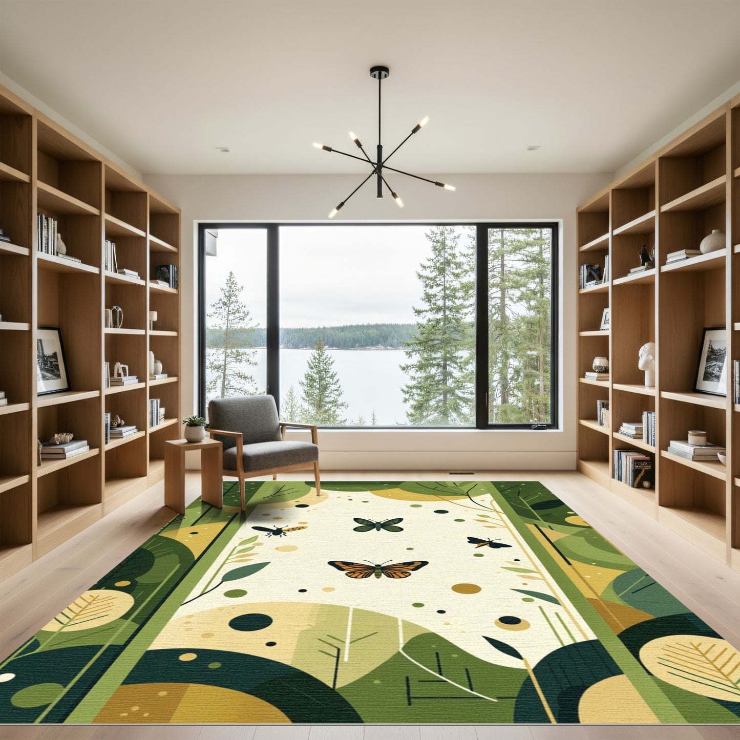 Woodland Emerald Butterfly Sketch Rug