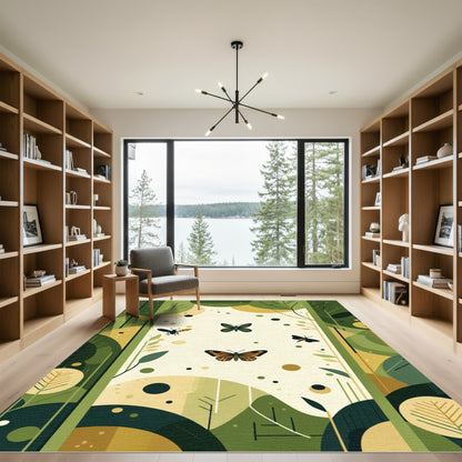 Woodland Emerald Butterfly Sketch Rug