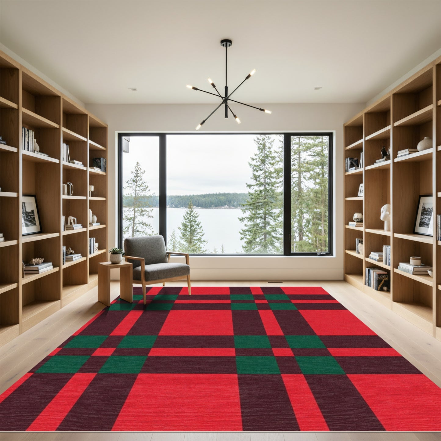 Bold Red Green Plaid Checks Rug
