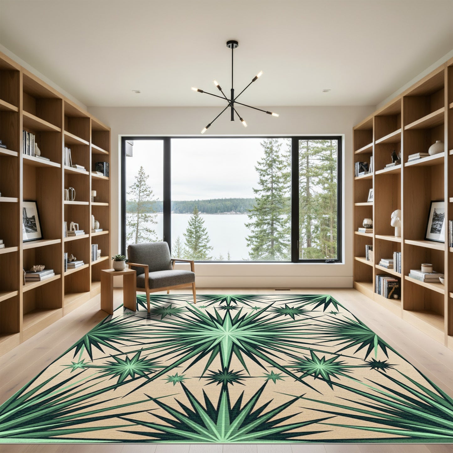 Emerald Green Starburst Modern Rug