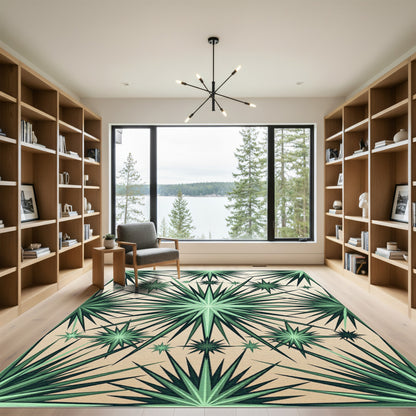 Emerald Green Starburst Modern Rug