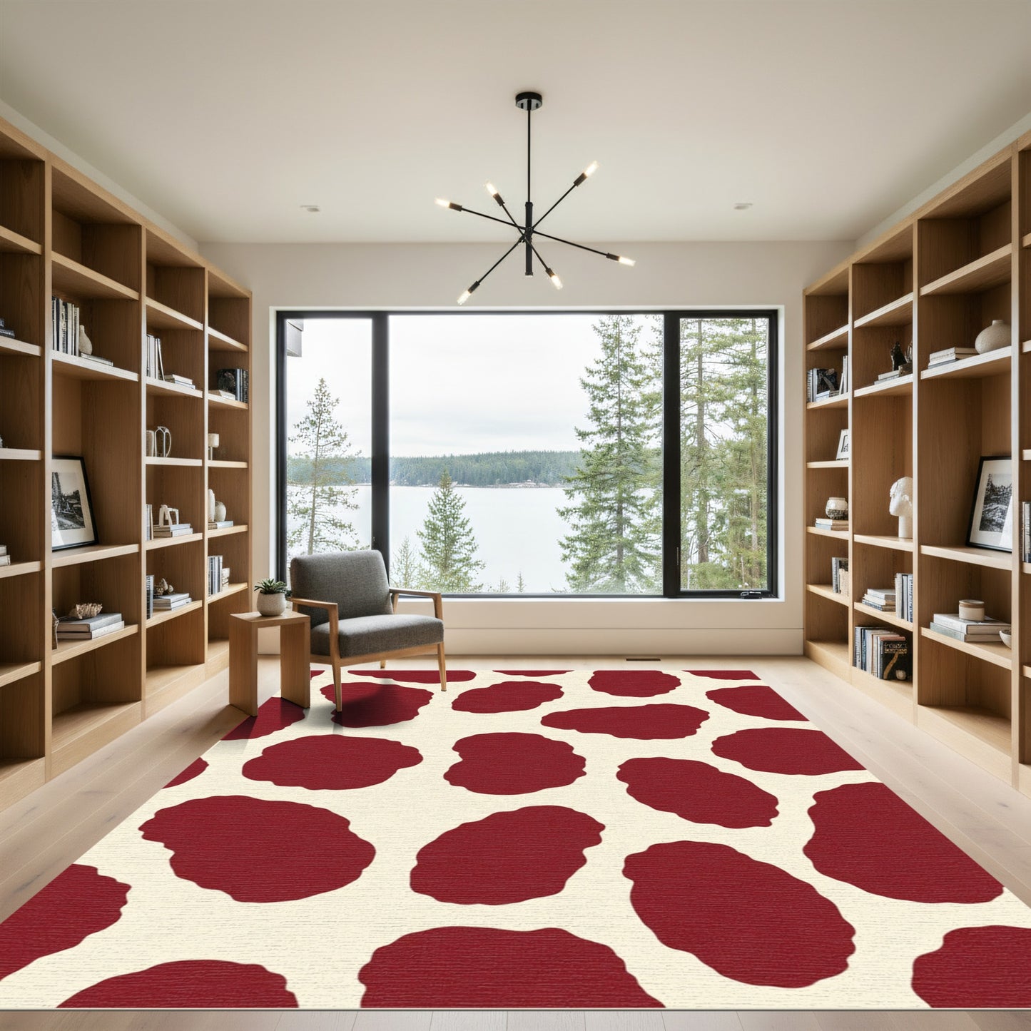 Crimson Spots Abstract Shapes Rug