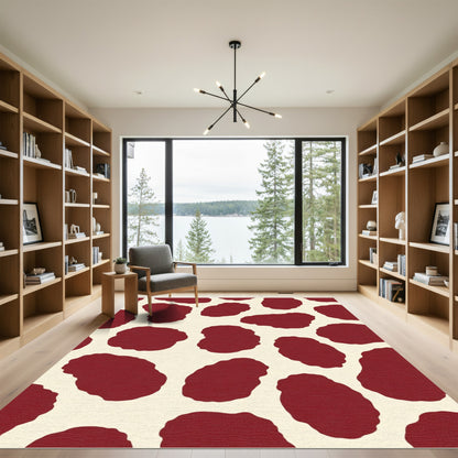 Crimson Spots Abstract Shapes Rug