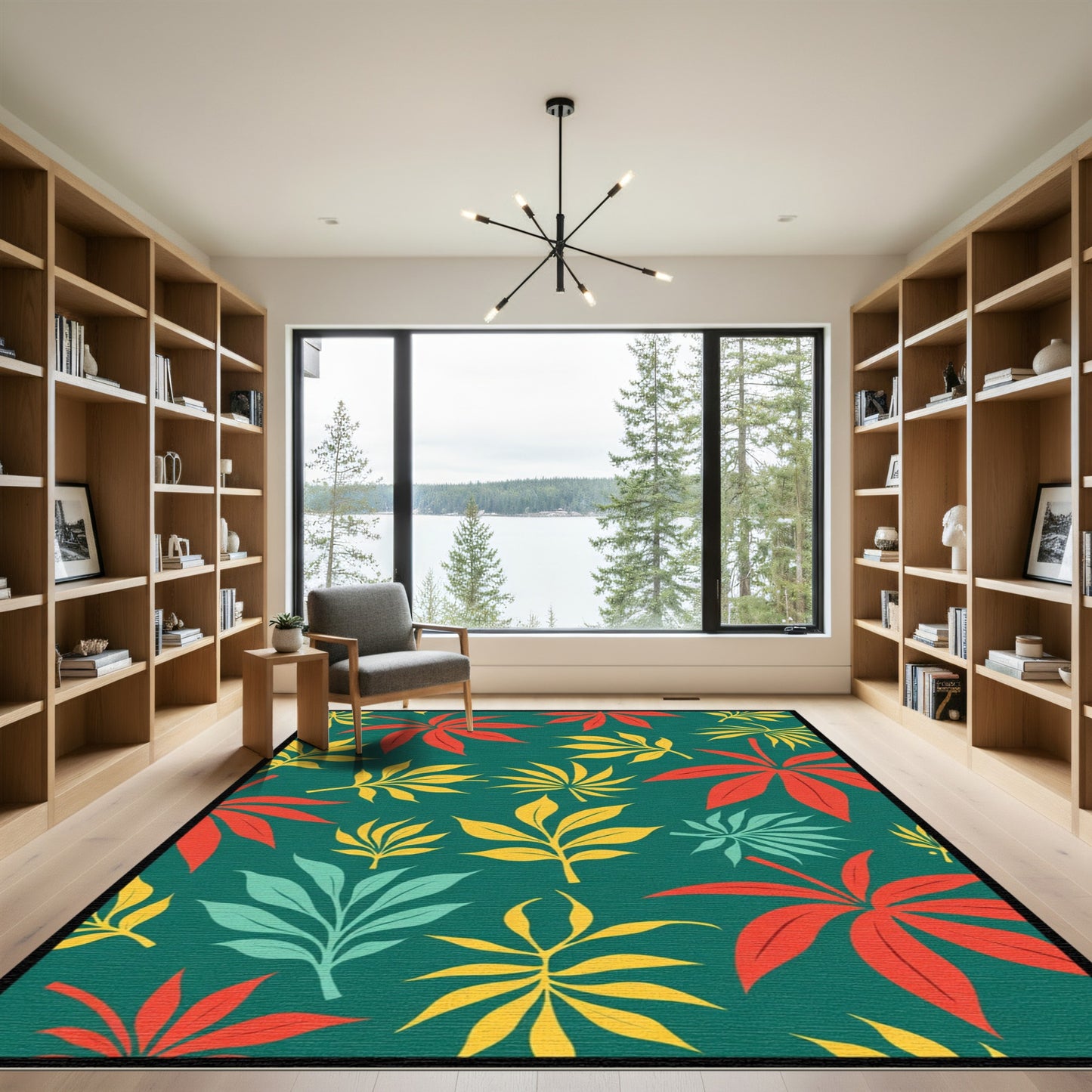 Vibrant Red Yellow Leaf Foliage Rug