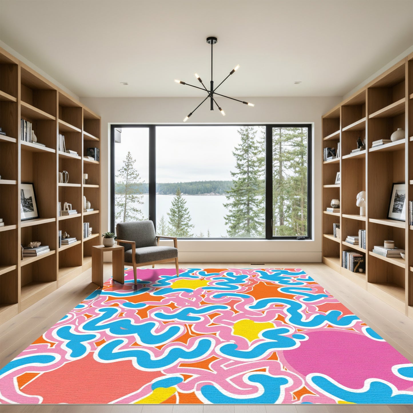 Vibrant Pink And Blue Swirl Rug