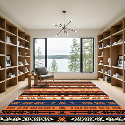 Earthy Geometric Arrow Striped Boho Rug