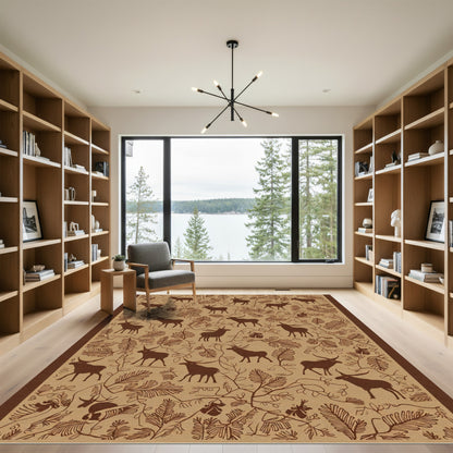 Rustic Deer Woodland Foliage Rug