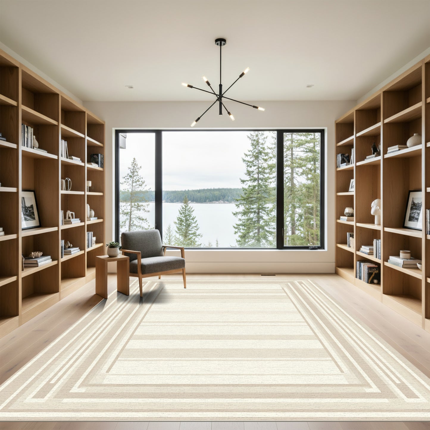 Neutral Tones Concentric Stripe Rug