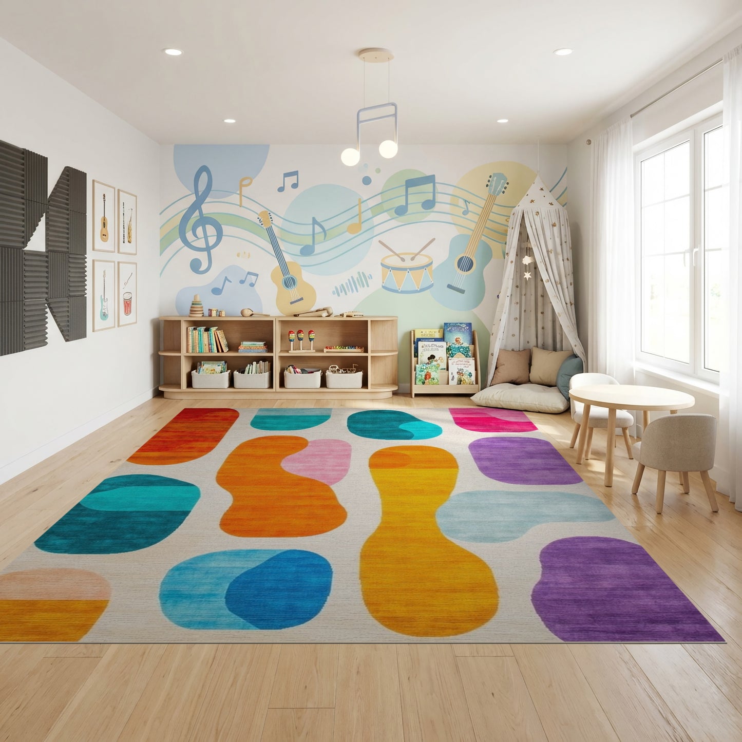 Vibrant Abstract Organic Shapes Rug