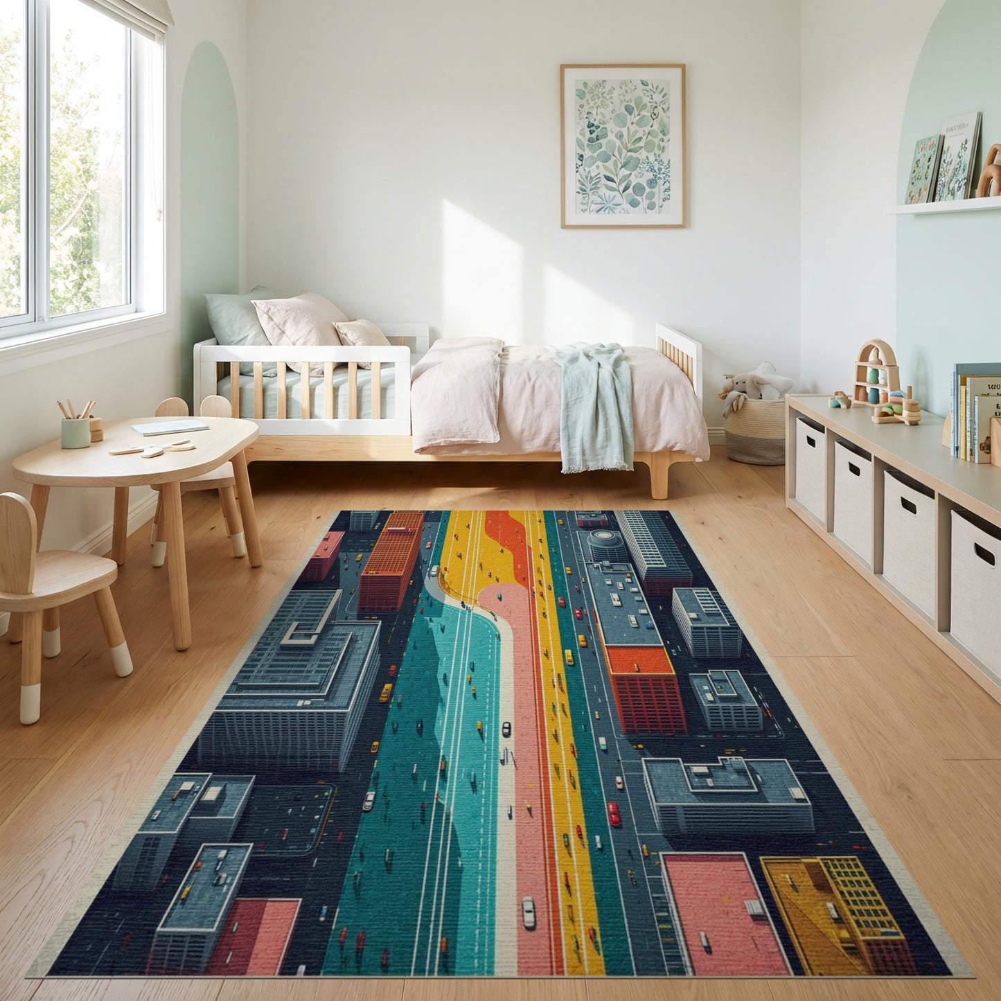 Vibrant Winding Urban Highway Rug